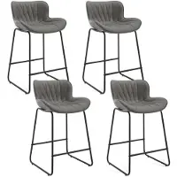Sonstiges Ensemble de 4 tabourets de bar avec dossier matelassé, revêtus en similicuir PU, pieds en métal, couleur grise