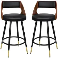 ALFORDSON Ensemble de 2 tabourets de bar, hauteur de comptoir 65 cm, structure en bois, assise noire