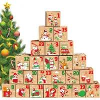 Markenlos Calendrier de l'Avent - Do-it-yourself - Caisses - Autocollants - Ficelle de jute