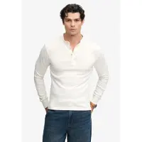 Superdry pour homme. M6010965A T-shirt Woven Placket blanc cassé (XL), Casuel, Coton, Manche longue