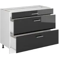 Vicco Meuble cuisine R-Line Anthracite Haute brillance/Blanc 100cm sans plan de travail, Model 71487
