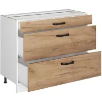 Vicco Meuble cuisine R-Line Chêne doré/Blanc 100cm sans plan de travail, Model 71499