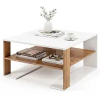 Costway Table basse rectangulaire , table d'appoint pour salon avec espace de rangement, table de salon avec pieds, table d'appoint pour salon et bureau