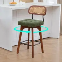 Great han Ensemble de 2 tabourets de bar pivotants à 360°, tabourets de bar pour cuisine et salle à manger, avec dossier et assise en velours, couleur verte