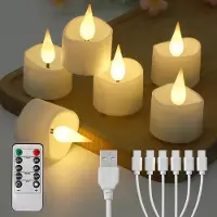 OEM Bougies chauffe-plat LED sans flamme, télécommande pour bougies, télécommande à 10 touches et 2 câbles de recharge pour 6 bougies