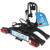 Fischer Porte-vélos RoadLine Black Porte-vélos d'attelage prémonté construction rigide pour plus de stabilité verrouillable pour 2 vélos/e-bikes charge maximale 60kg roulettes intégrées noir