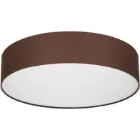 REV : Plafonnier rond - 50 cm, abat-jour en tissu de style vintage, couleur marron