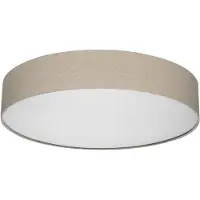 REV , plafonnier rond - 60 cm, abat-jour en tissu de style vintage, couleur taupe