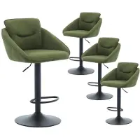Sonstiges Ensemble de 4 tabourets, pivotants, réglables en hauteur, avec double dossier, en lin, de couleur verte
