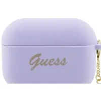 GUESS Guap2Lschsu Airpods Pro 2 (2022/2023) Cover Purpurowy/Purple Silicone Charm Heart Collection