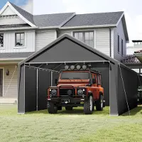 Sonstiges Abris de jardin type "Lagerzelt", dimensions 4x8 mètres, couleur grise, structure en acier galvanisé, couverture en PE de 200g/m², imperméable, avec protection UV, incluant des panneaux latéraux