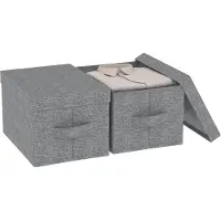 Merkloos Boîtes de rangement avec couvercle, lot de 2, 42 x 30 x 26 cm, couleur grise