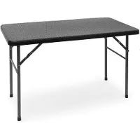 Merkloos Table de jardin pliante, aspect rotin, noire