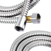 Benza Tuyau de douche Ibencoa en acier inoxydable, longueur 2 mètres, finition chromée, raccordement 1/2", extra flexible et résistant aux pliures, plage de température de -20°C à 90°C, antidéflagrant