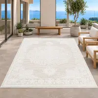 Teppichhome24 Tapis gris-beige crème, adapté à une utilisation intérieure et extérieure, facile d'entretien. Dimensions : 300 x 400 cm