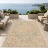 Teppichhome24 Tapis vert et marron, tissage plat, pour intérieur, balcon ou terrasse. Dimensions : 300 x 400 cm