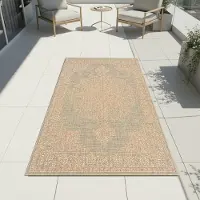 Teppichhome24 Tapis vert et marron, tissage plat, pour intérieur, balcon ou terrasse. Dimensions : 60 x 90 cm