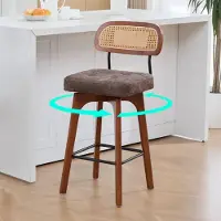 Great han Ensemble de 2 tabourets de bar pivotants à 360°, tabourets de bar pour cuisine et salle à manger, avec dossier et assise en velours, couleur marron