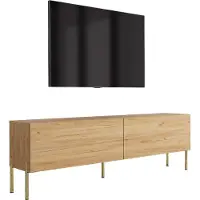 3Xeliving Meuble TV, pieds dorés, bois massif, dimensions : 170 x 32 x 52 cm