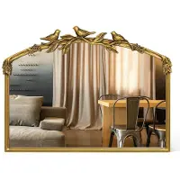 Sonstiges Miroir mural baroque, forme en arc, 64x48 cm, cadre en fer doré, style vintage