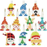 Sonstiges Kit de peinture diamant "Lutin de Noël", 10 pièces, pendentifs pour enfants, décorations de Noël, décorations pour sapin, calendrier de l'Avent