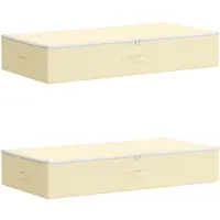 vidaXL - Boîtes de rangement, lot de 2, en tissu non tissé, 100 x 50 x 18 cm, 90 litres, couleur crème