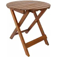 Prestige Home Living Outdoor Table de jardin ronde, diamètre 46 cm, hauteur 45 cm – Bois massif d'acacia – Pliable, huilée