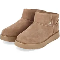 SKECHERS - Bottines plates pour femmes, modèle KEEPSAKES COZY MINI, couleur marron, matière cuir, taille : 39½