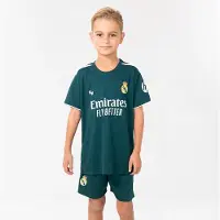 Real Madrid Tenue Extérieure - Tenue de Football Enfants - Taille 128 - Saison 2026/2027 - Maillot et Short - Garçons - Filles - Vert Foncé