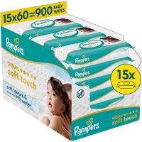 Pampers Lingettes Baby Aqua Soft Touch (15 paquets de 60 pièces) 900 pièces