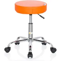 Hjh OFFICE Tabouret / Siège Pivotant / Siège Technique Operator Ii Simili-Cuir Orange Chrome
