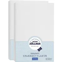 Julius Zöllner Lot de deux draps-housses en jersey blanc (120 x 60 cm)