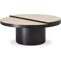 Casa Padrino Luxe Table basse Bronze / Beige Ø 88 x H. 35 cm - Table de salon ronde en acier inoxydable avec 2 plateaux en travertin - Meubles de salon - Meubles de luxe - Ameublement de luxe