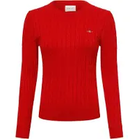 Gant pour femme. 4800100 Pull à col rond en jersey de coton rouge à côtes écrues (XL), Casuel