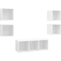 vidaXL Ensemble de 5 meubles TV blanc en bois composite