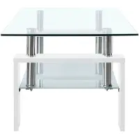vidaXL Table basse blanche transparente 95x55x40 cm verre trempé