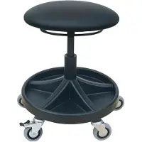 Lotz Tabouret pivotant à roulettes Revêtement en cuir synthétique noir Réglage de la hauteur d'assise (49 - 62 cm)