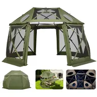 Vevor Tente Moustiquaire Tonnelle Pop-up 3,96x3,96 m Tente Moustiquaire Pliante 10-12 Personnes 13 Côtés Abri Solaire pour Camping Famille