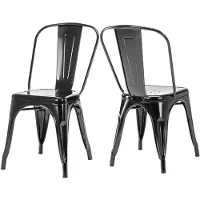 Duhome Chaise en métal Chaise de salle à manger Lot de 2 en fer Chaise de bistrot avec dossier, chaises de cuisine empilables, noir