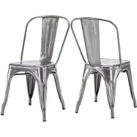 Duhome 2x Chaise de cuisine Chaise de salle à manger en METAL Assise en bois empilable, Couleur:Métallique, Matériau:Métal