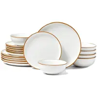 OEM VEVOR Set de vaisselle pour 6 personnes (18 pièces) assiettes rondes et saladiers, vaisselle en céramique, lavable au lave-vaisselle et au micro-ondes, pour dessert salade soupe pâtes, blanc