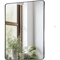 Vevor Miroir mural Miroir de maquillage Miroir de salle de bain Miroir rectangulaire 762 x 558 x 25 mm, cadre en alliage d'aluminium Miroir avec support en forme de Z