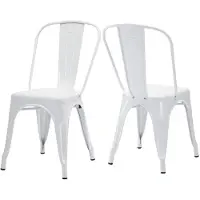Duhome Chaises de bistrot Chaise en métal Lot de 2 en fer Chaise de salle à manger avec dossier, chaises de cuisine empilables design industriel, blanc