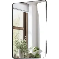 Vevor Miroir mural VEVOR Miroir de maquillage Miroir de salle de bain 1219 x 762 x 25 mm miroir rectangulaire, cadre noir en alliage d'aluminium, avec support en forme de Z