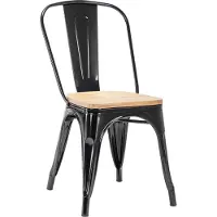 Duhome Chaise de cuisine Chaise de salle à manger en METAL Assise en bois empilable, Couleur:Noir+bois naturel , Matériau:Métal