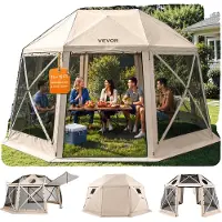 Vevor Tente Moustiquaire Tonnelle Pop-up 4,57x4,57 m Tente Moustiquaire Pliante 12-15 Personnes 13 Côtés Abri Solaire pour Camping Famille