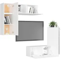 vidaXL Ensemble de 4 armoires TV blanc en bois composite