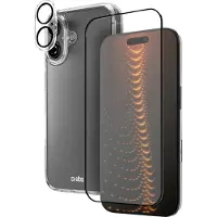 SBS -Set mit D3O-Technologie für iPhone 16 - Hülle + Display- und Kameraschutz aus Glas - transparent (Apple iPhone 16), Coque pour téléphone portable, Transparent, Noir