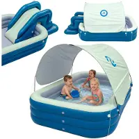 Kik KX2779 : Terrain de jeux aquatique gonflable pour enfants avec toboggan et protection UV, 260 cm