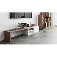 Temahome Move TV Table 32 x 110/203 x 35,4 Placage noyer/blanc